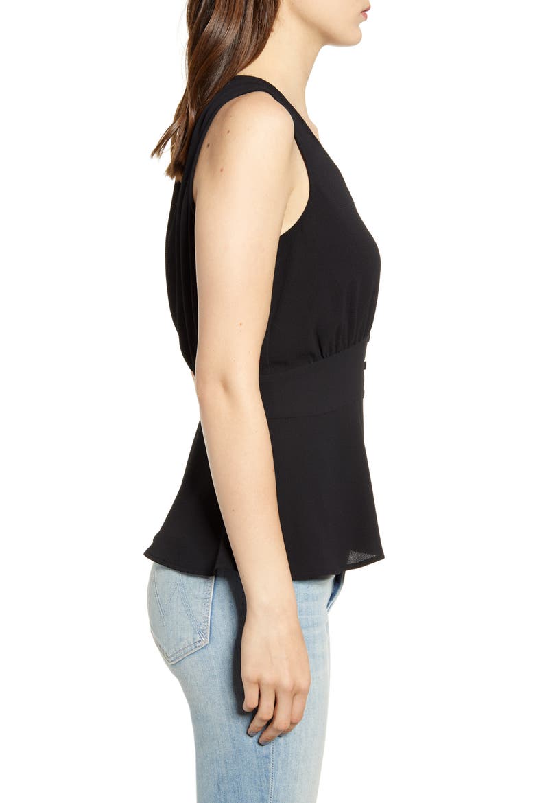 Sleeveless Button Top, Alternate, color, BLACK