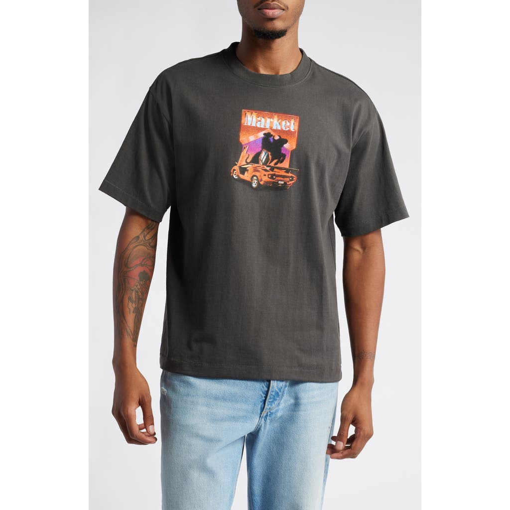 MARKET Bullrider Relaxed Graphic T-Shirt in Washed-Black