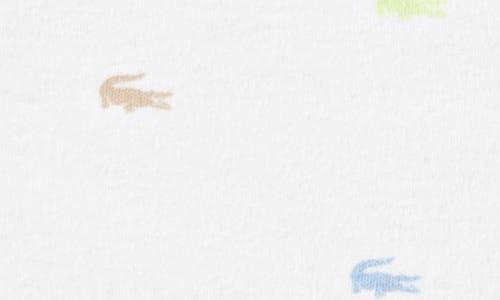 Lacoste Croco Print Organic Cotton Footie In White