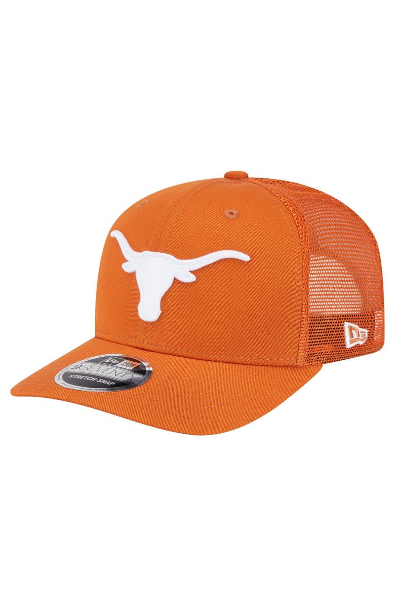 New Era Men's New Era Texas Orange Texas Longhorns Primary 9SEVENTY Trucker Stretch-Snap Hat, Main, color,
