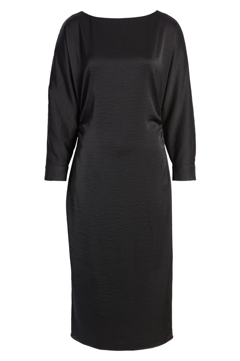 Dolman Sleeve Midi Dress, Alternate, color, BLACK