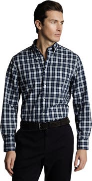 Charles Tyrwhitt Slim Fit Button-Down Collar Non-Iron Stretch Poplin Check Shirt