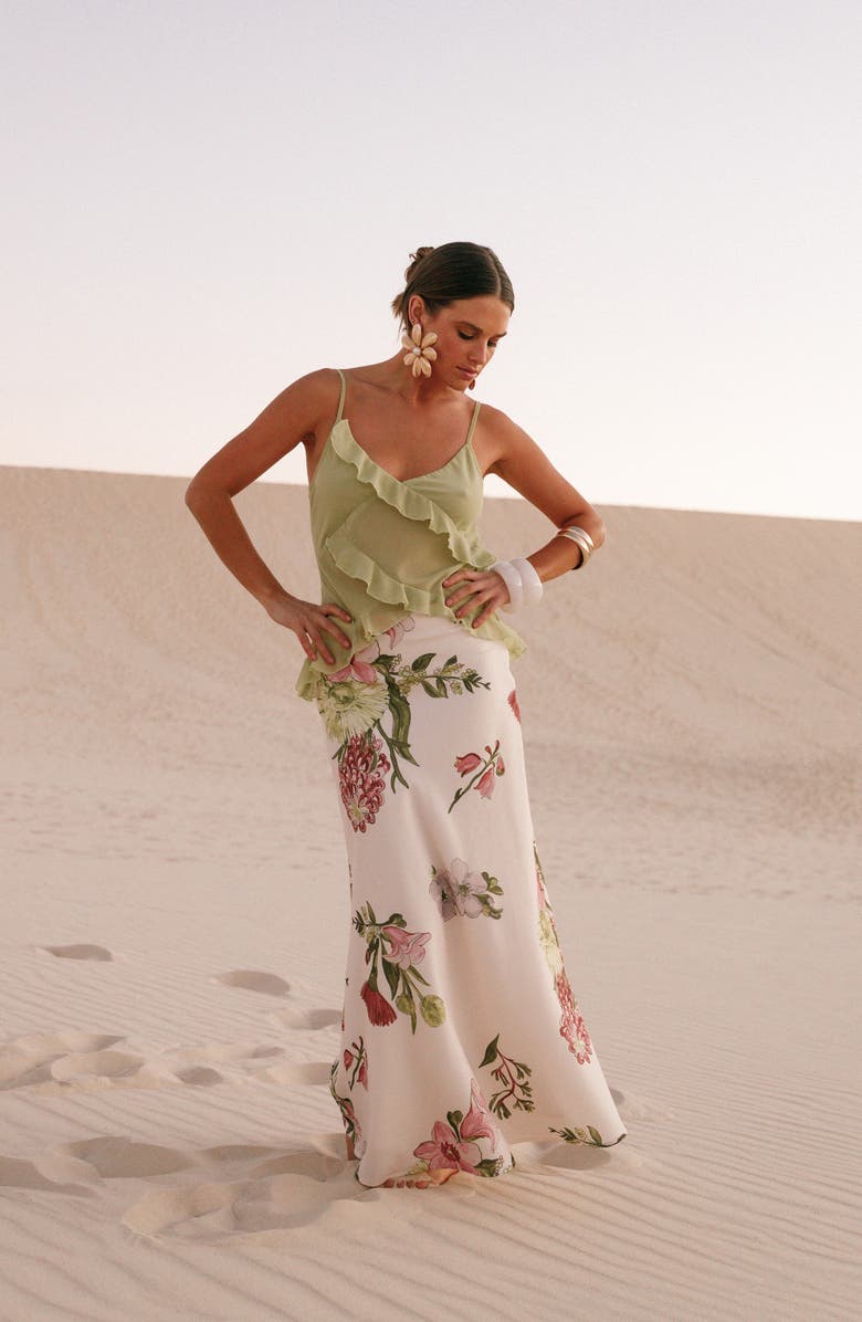 Petal & Pup Gabrielle Ruffle Semisheer Camisole, Alternate, color, Meadow Green