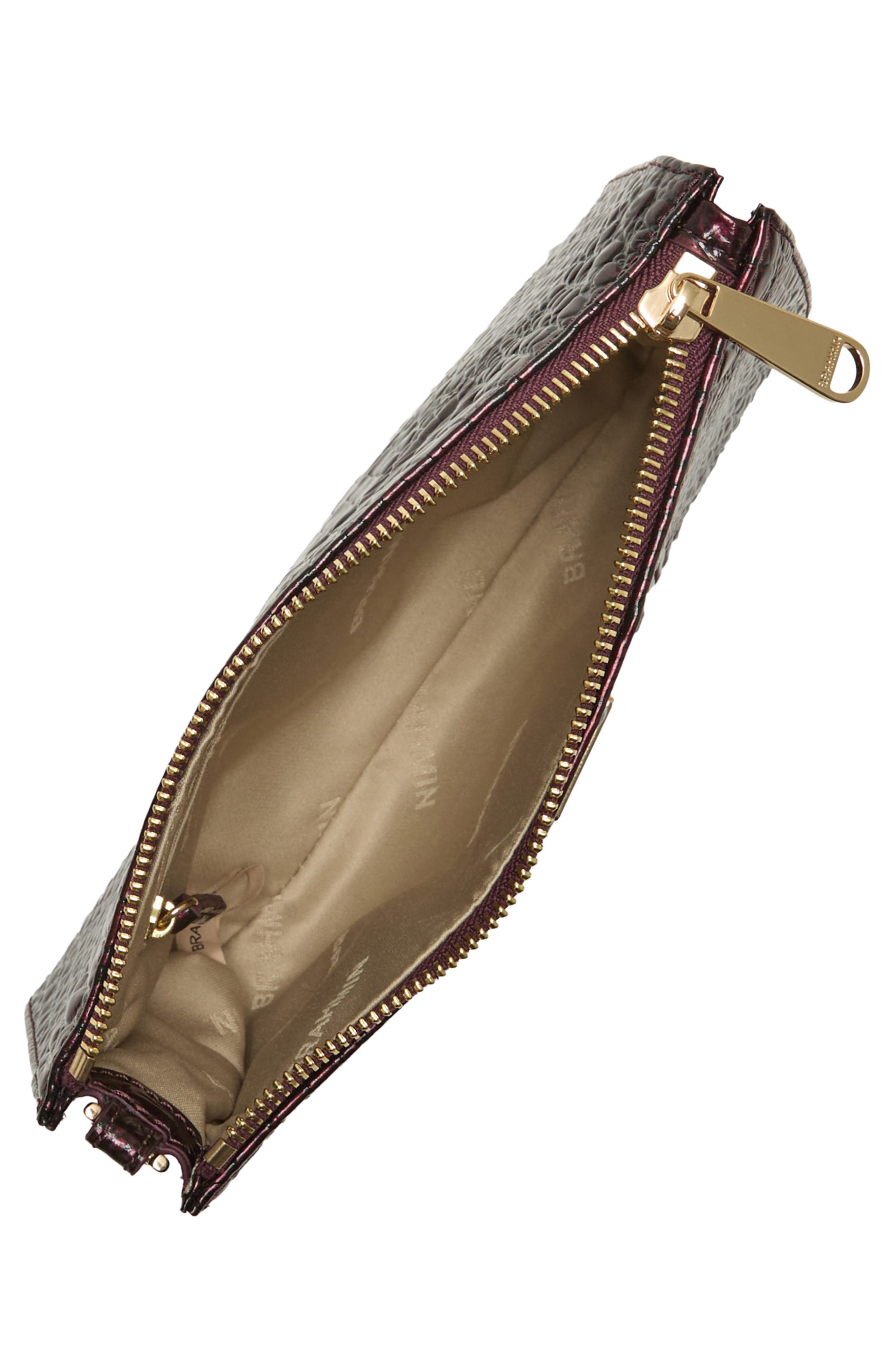Adia Croc Embossed Leather Wristlet, Alternate, color, OXBLOOD