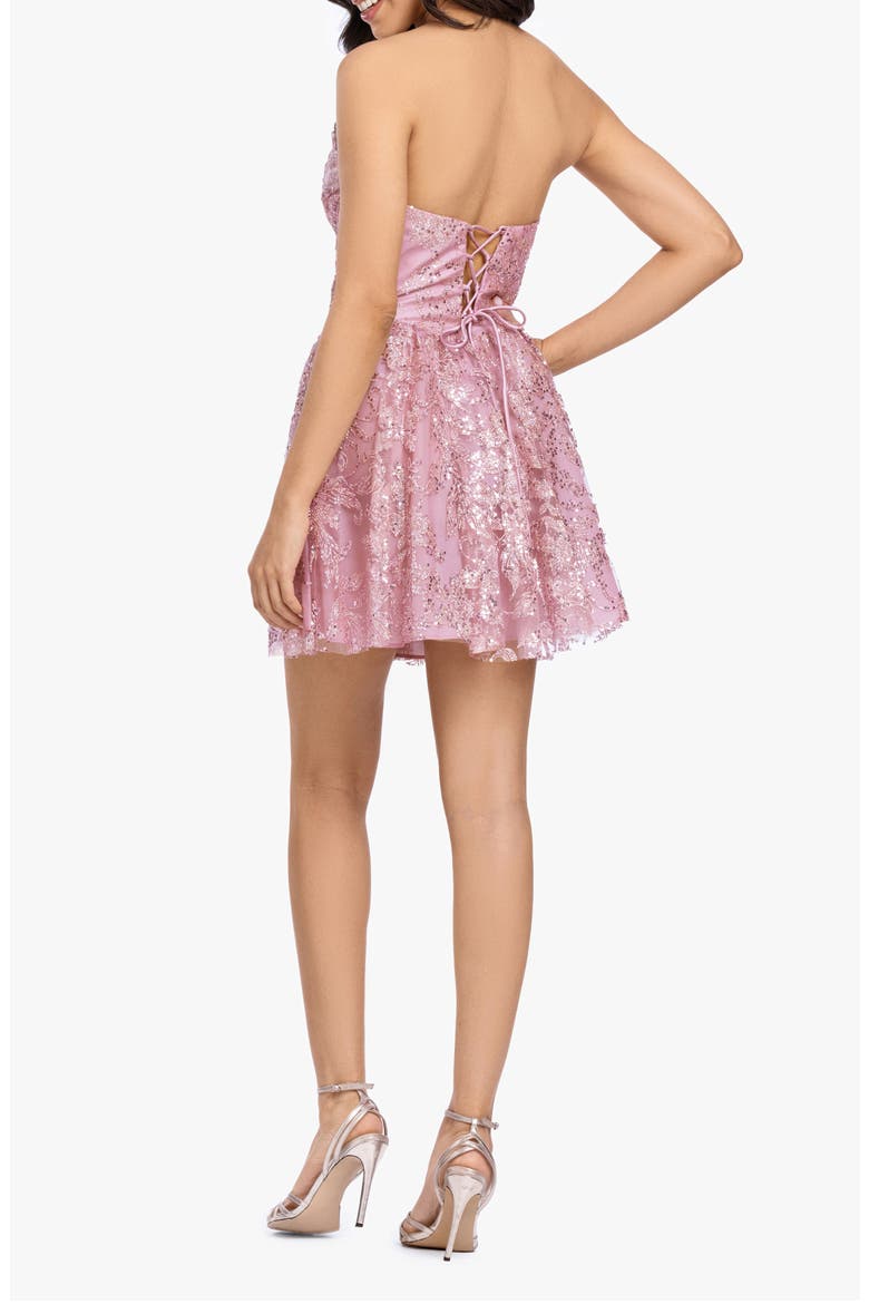 Sequin Corset Strapless Cocktail Minidress, Alternate, color, ROSE