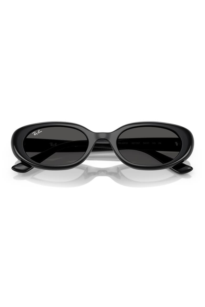 53mm Pillow Oval Sunglasses, Alternate, color, BLACK