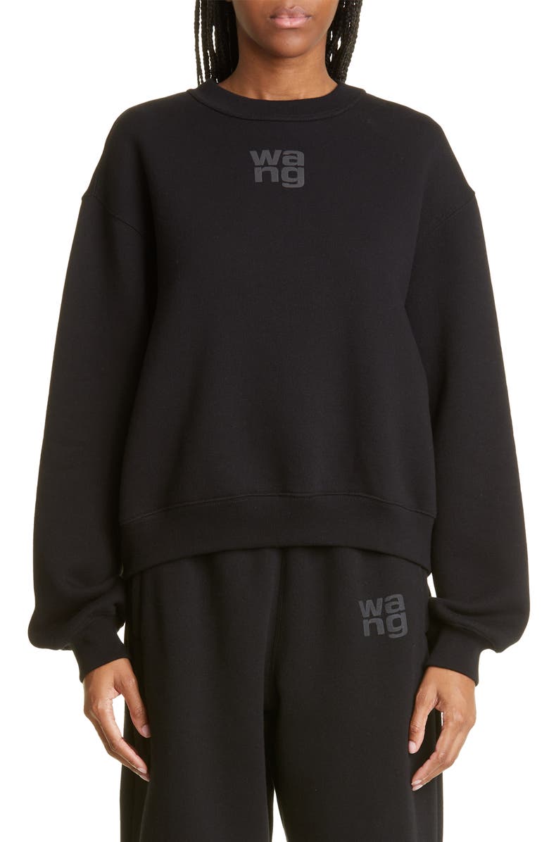 alexanderwang.t Women's Essential Cotton Blend Fleece Logo Sweateshirt, Main, color, 