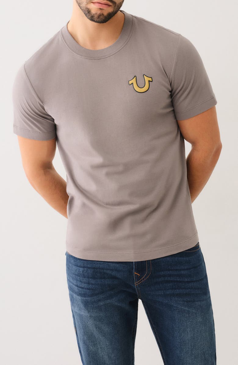 True Religion Horseshoe Buddha Graphic T-Shirt, Main, color, Charcoal