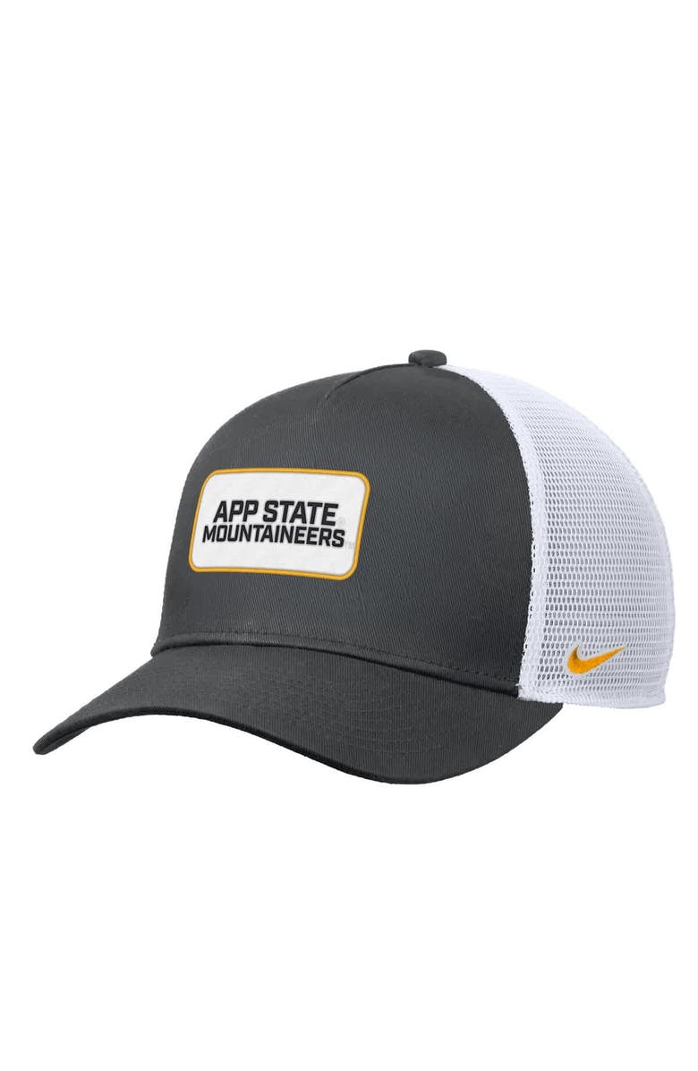 Nike Men's Nike Black Appalachian State Mountaineers 2025 On-Field Rise Trucker Adjustable Hat, Main, color, 