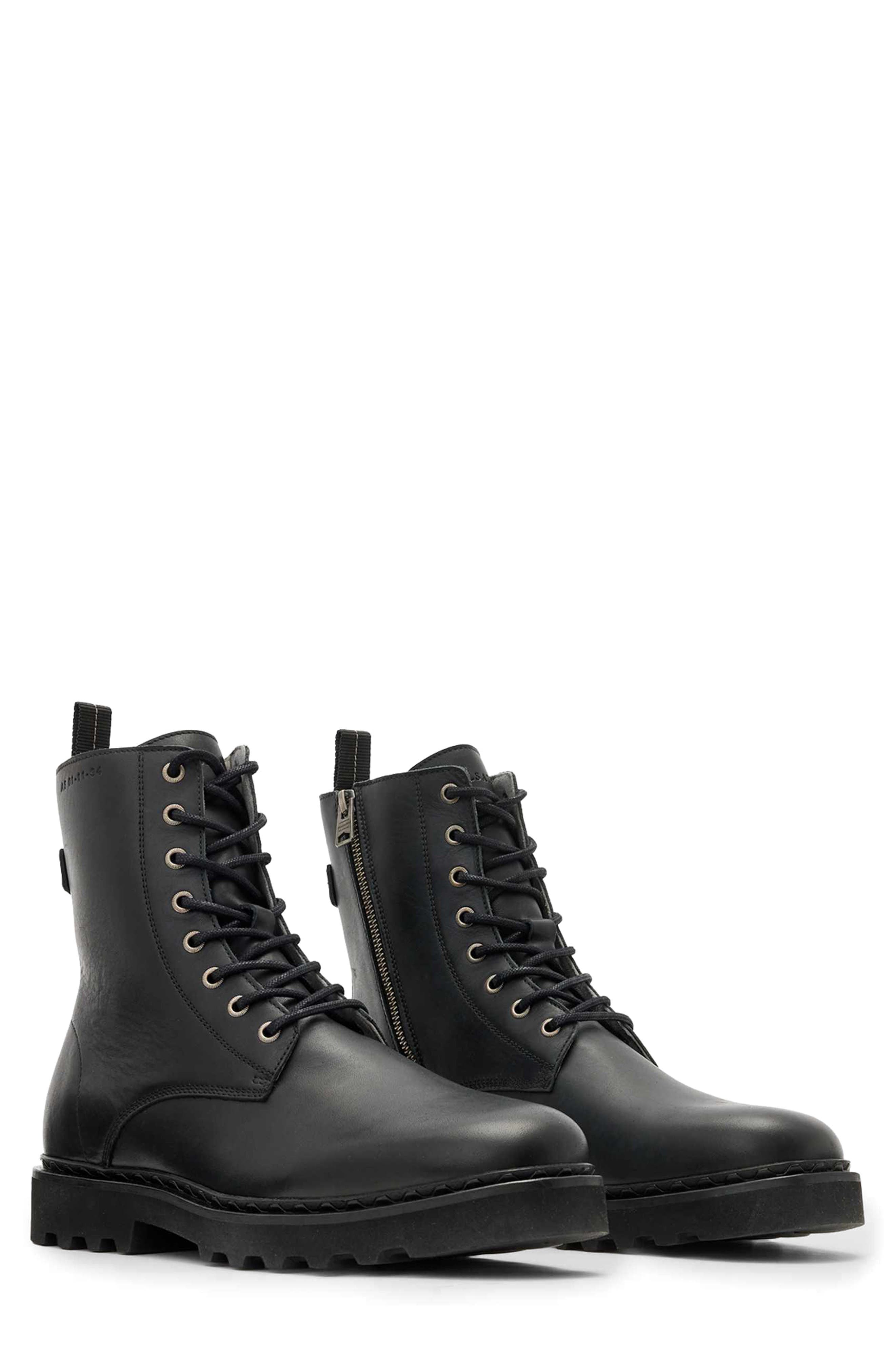 AllSaints Skiff Combat Boot, Main, color, Black