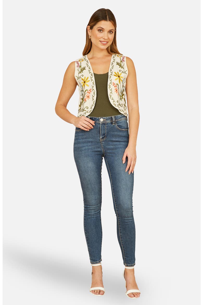 Floral Embroidered Cotton Waist Coat, Alternate, color, Multi