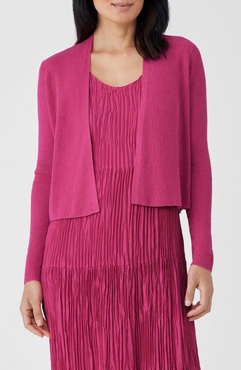 EILEEN FISHER EILEEN FISHER RIBBED ORGANIC LINEN & COTTON CARDIGAN 