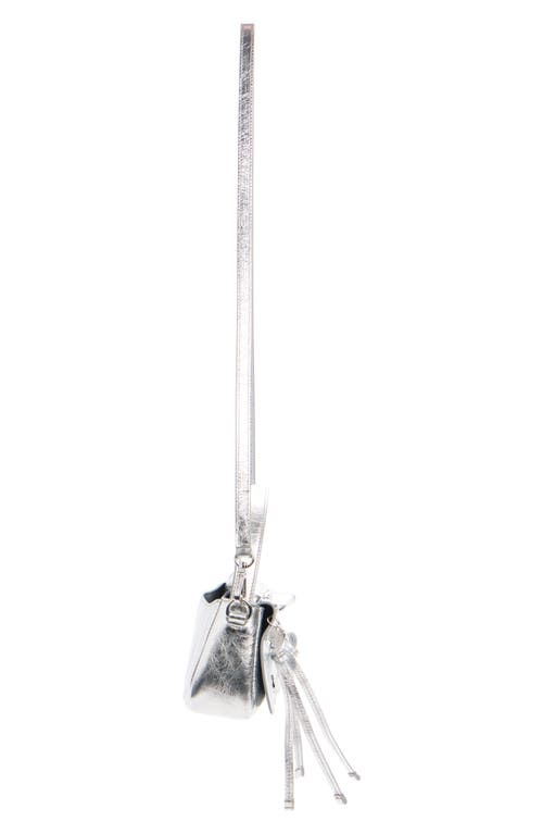 Acne Studios Micro Multipocket Luxe Metallic Leather Crossbody Bag In Silver