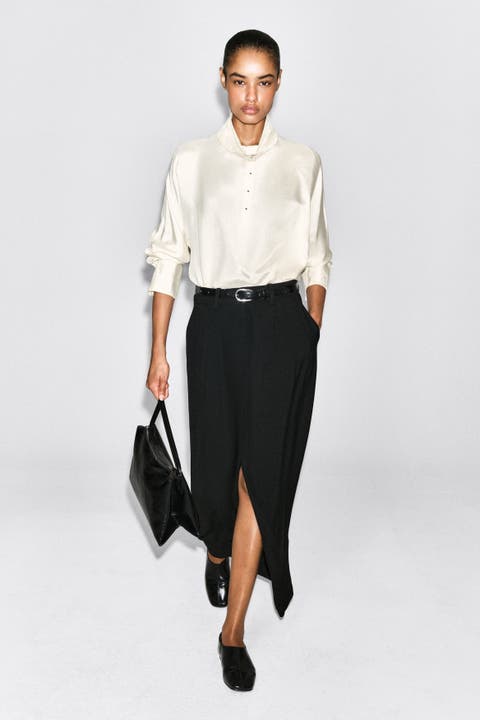 Pleated Tailored Maxi Skirt