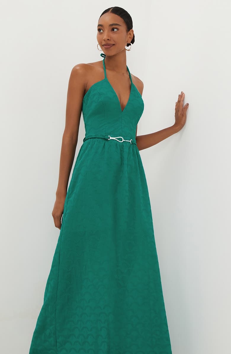 ViX Paula Hermanny Marina Halter Cover-Up Dress, Alternate, color, Green