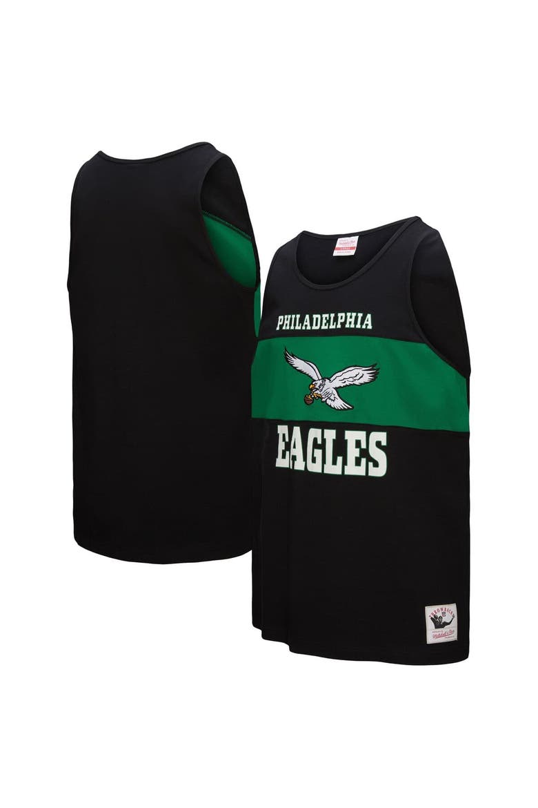 Men's Mitchell & Ness Black Philadelphia Eagles Retro Colorblock Tank Top, Main, color, Black