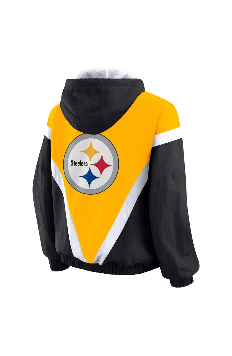 WEAR by Erin Andrews Women's WEAR by Erin Andrews Gold/Black Pittsburgh Steelers Plus Size Retro Crinkle Full-Zip Windbreaker Jacket, Alternate, color, Gold