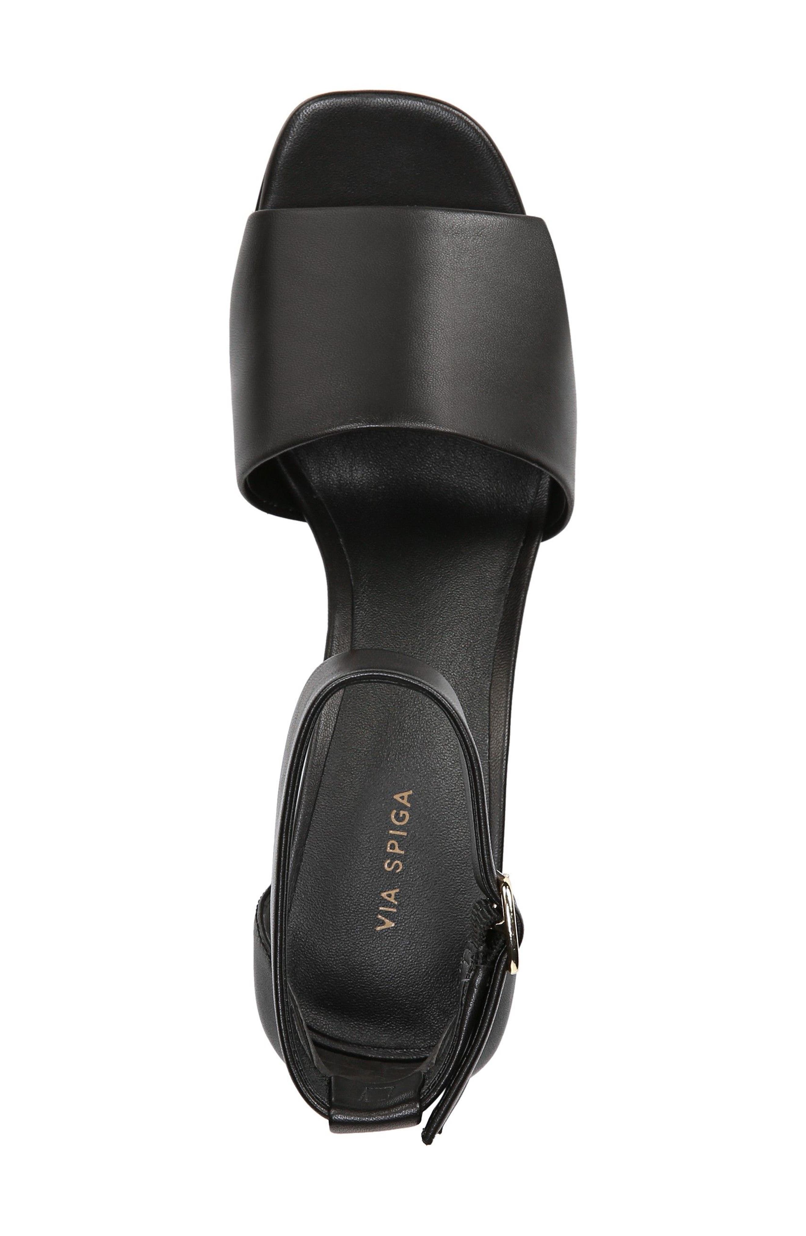 Evonne Ankle Strap Sandal, Alternate, color, BLACK LEATHER
