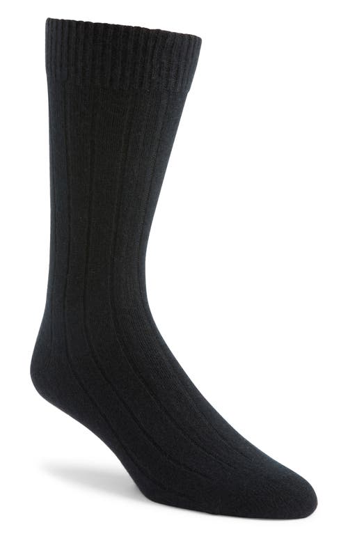Nordstrom Rib Cashmere Blend Crew Socks In Black Caviar
