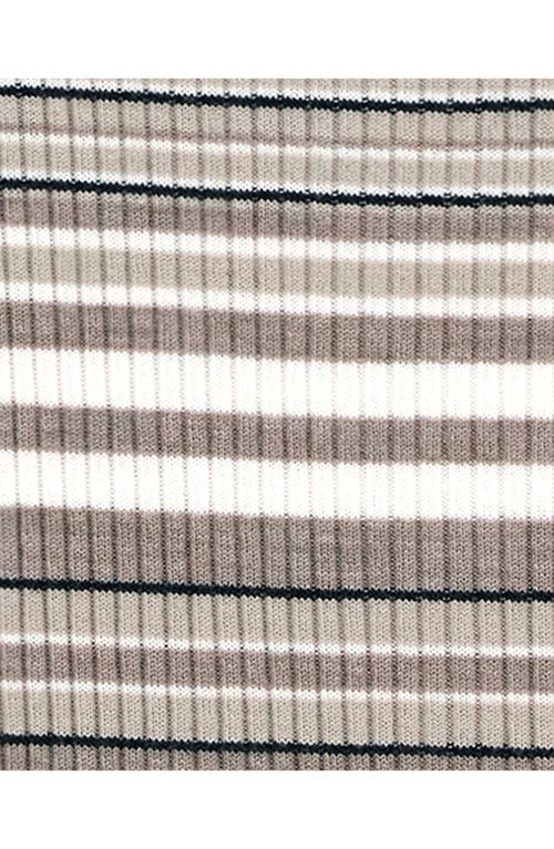 Theory Stripe Merino Wool Rib T-shirt In Light Cinder Multi