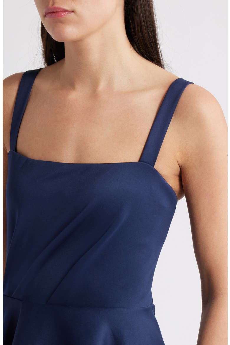 Dorothea Plissé Sleeveless Satin Gown, Alternate, color, PACIFIC BLUE/ PACIFIC BLUE