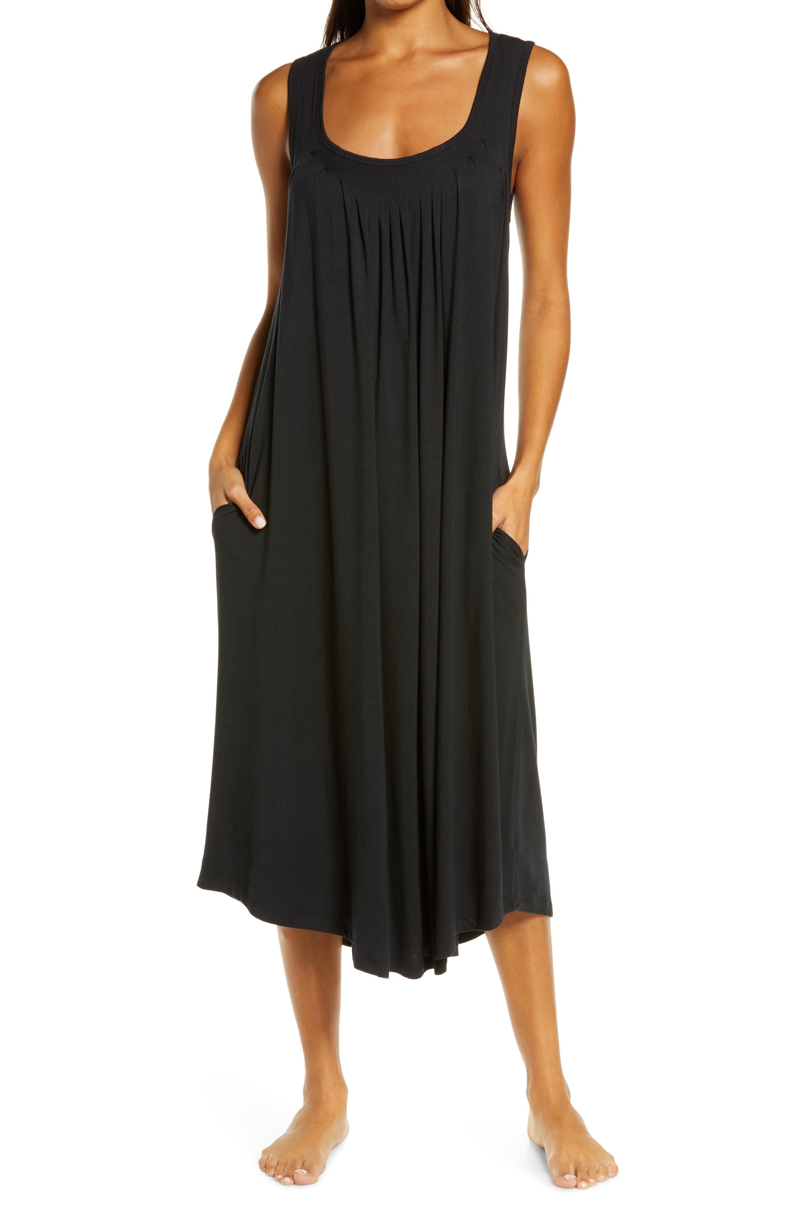Papinelle Pleated Nightgown in Black 
