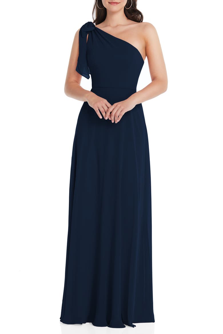 One-Shoulder Evening Gown, Main, color, MIDNIGHT NAVY