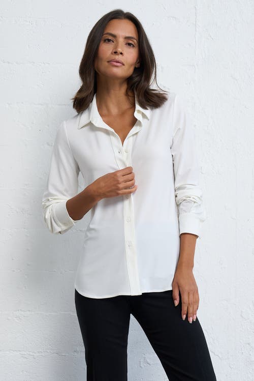 Franne Golde Katherine Stretch Button-up Shirt In White