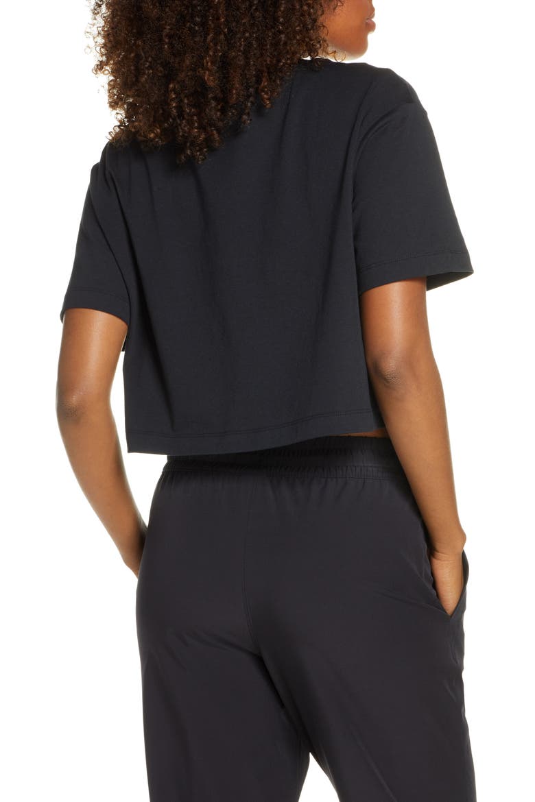 Sportswear Essential Crop Organic Cotton Tee, Alternate, color, BLACK/ WHITE