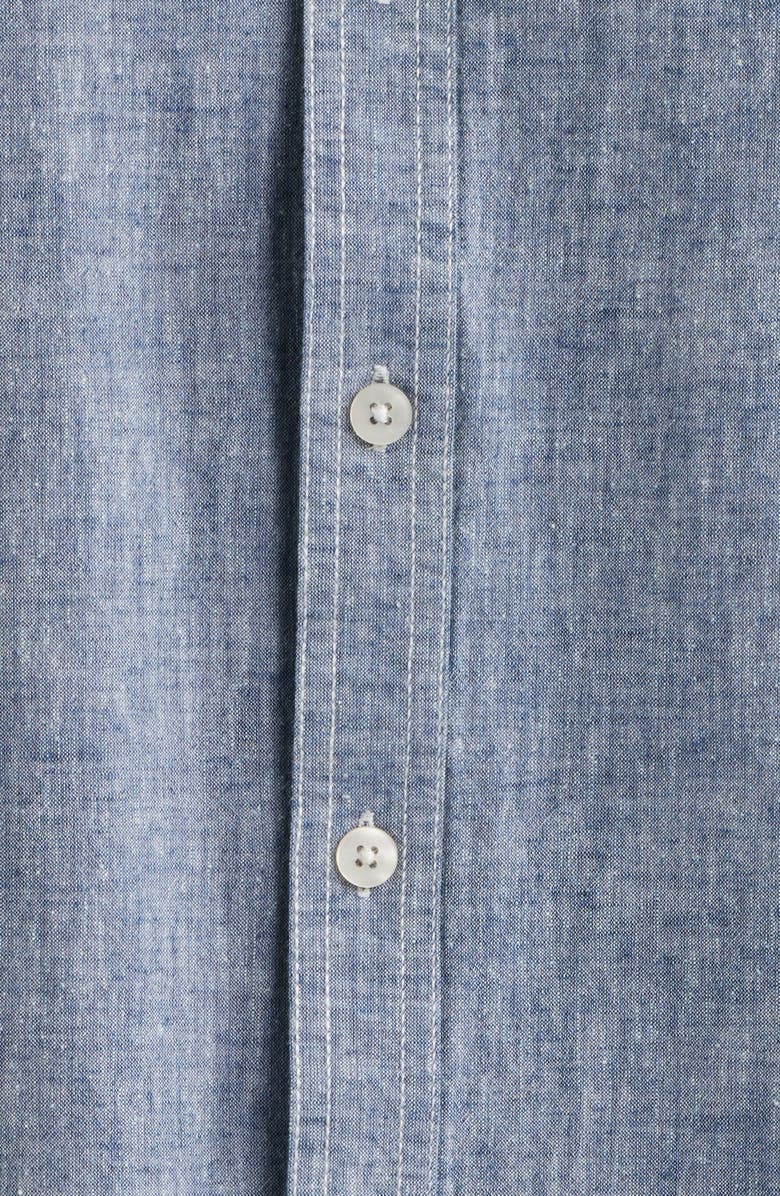 James Campbell Formosa Regular Fit Short Sleeve Cotton & Linen Sport Shirt, Alternate, color, Navy