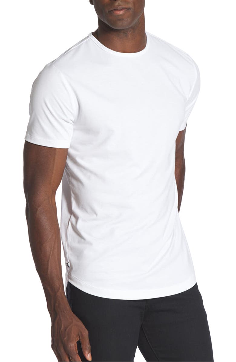 Cuts AO Curve Hem Cotton Blend T-Shirt, Main, color, White
