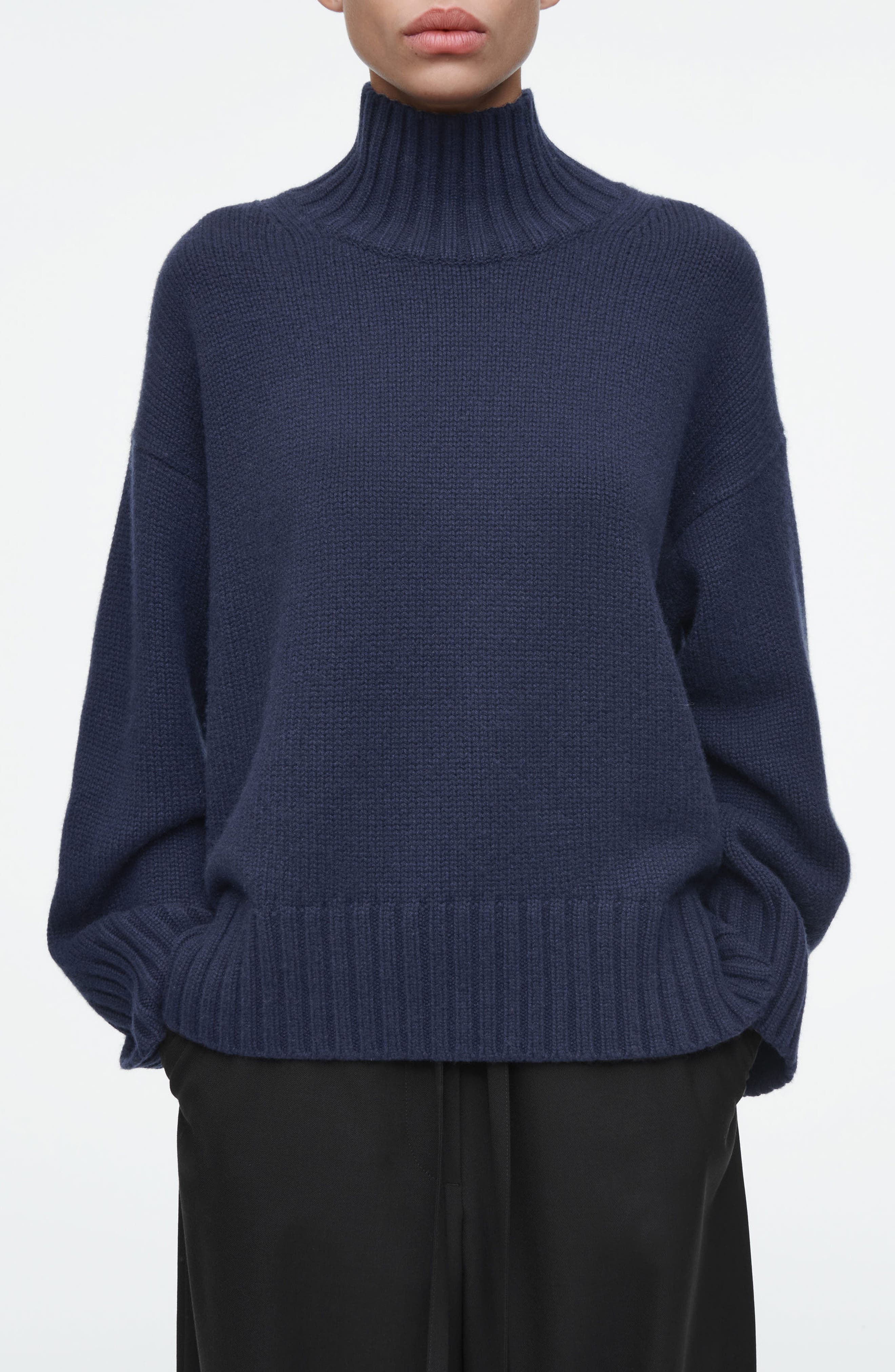 Women's Turtleneck Cashmere Blend Sweater – Knitted Long Sleeve, Soft Microfiber & Wool, Regular Fit, Unbranded