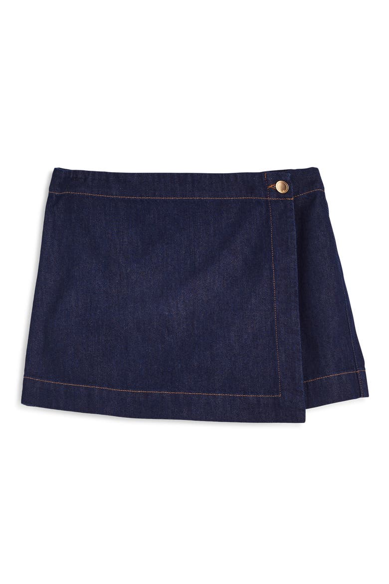 Denim Wrap Mini Skort, Alternate, color, RINSE WASH