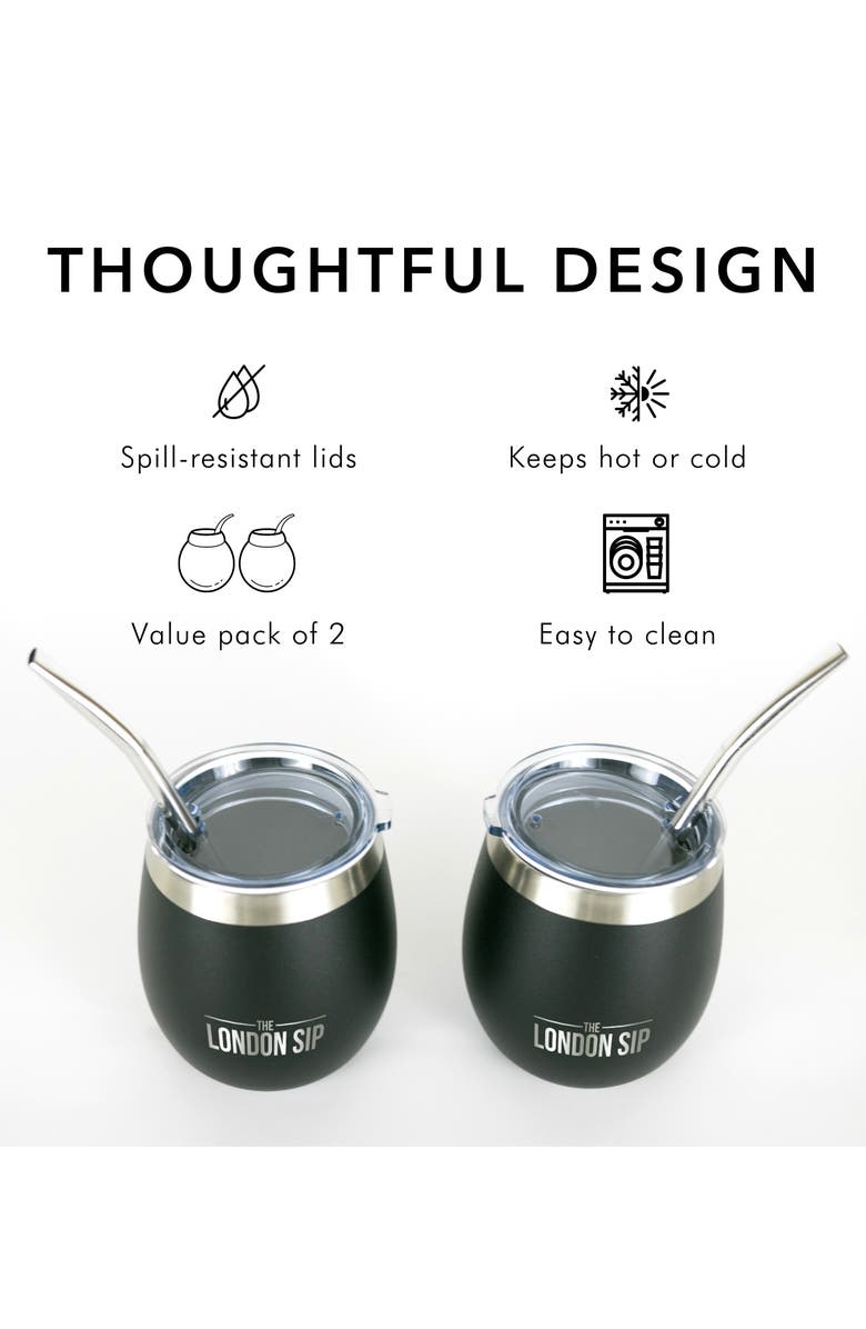 London Sip Yerba Mate Cup Set 8oz, Alternate, color, Black