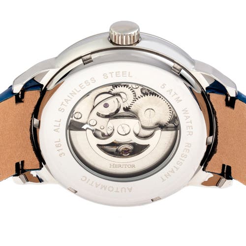 Heritor Automatic Sanford Semi-skeleton Leather-band Watch In Blue