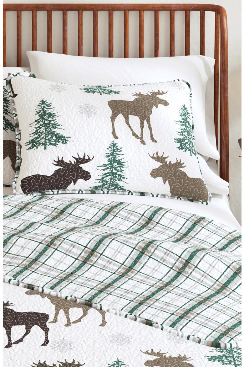 Lodge Quilt Set, Alternate, color, MOOSE - CHOCOLATE