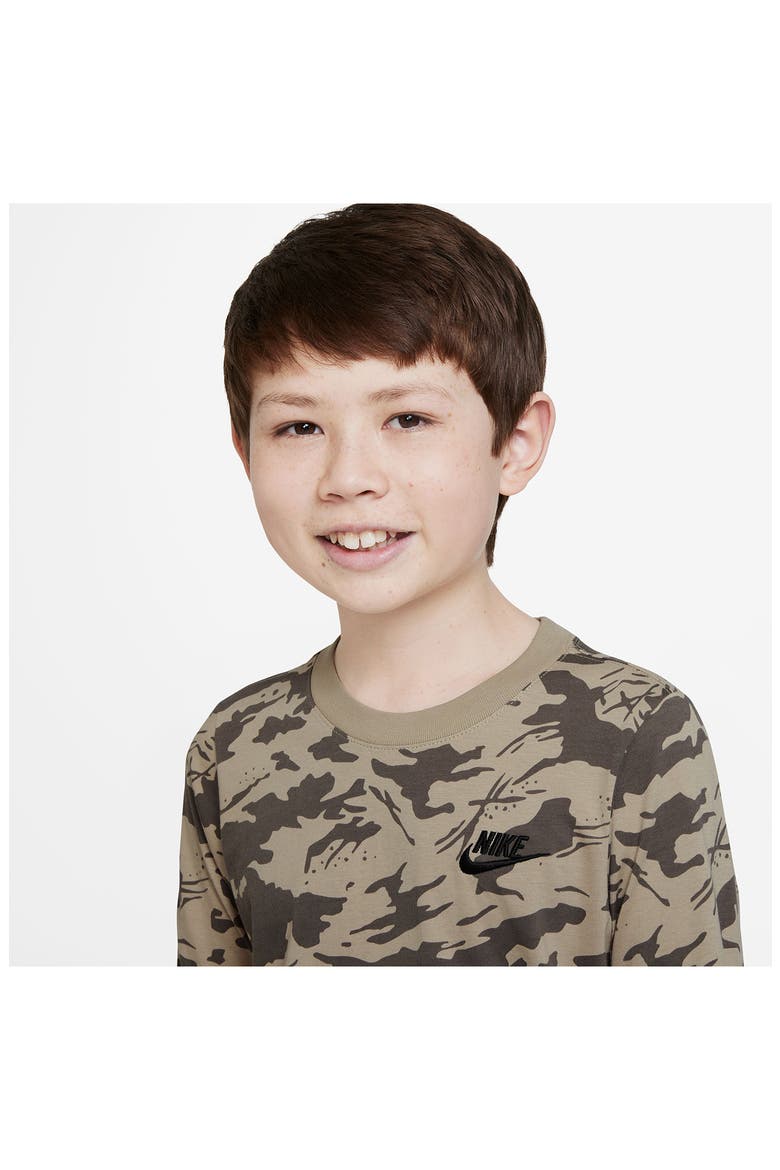 Kids' Sportswear Camo Long Sleeve T-Shirt, Alternate, color, LIMESTONE