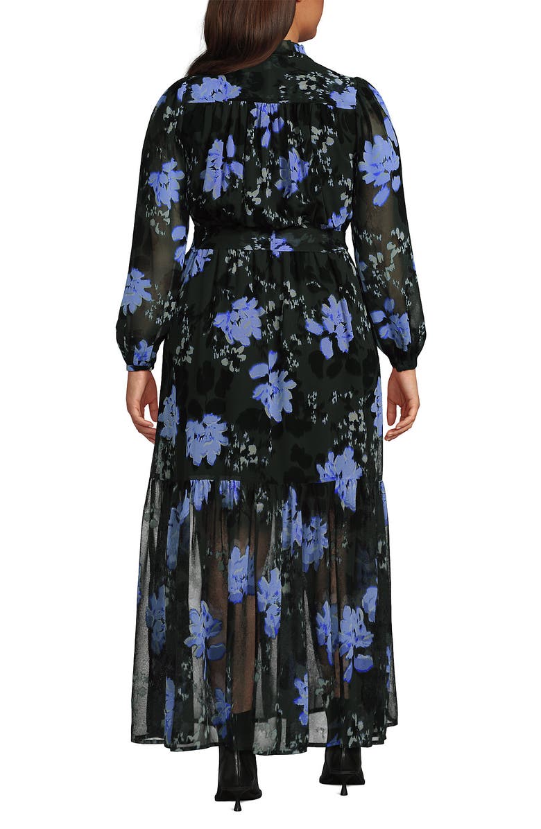 Lands' End Chiffon Tiered Long Sleeve Maxi Dress, Alternate, color, Evening Forest Painted Floral