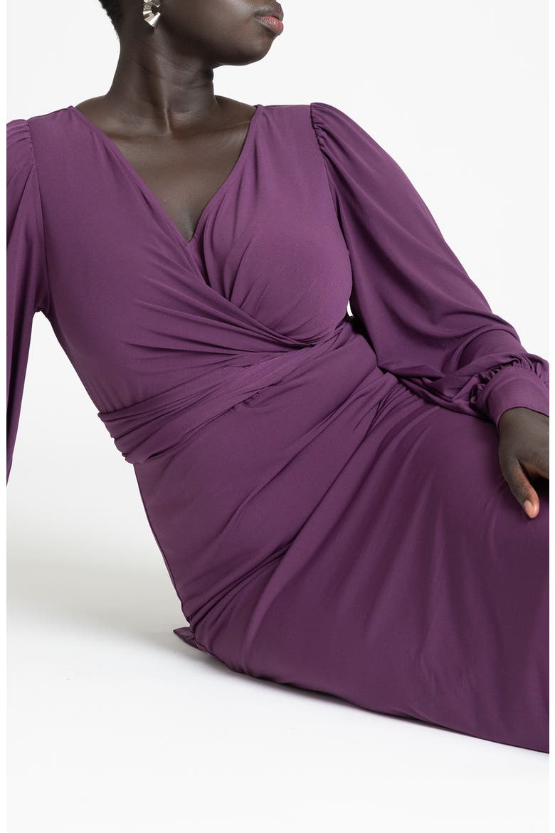 Cross Front Midi Dress, Alternate, color, PLUM