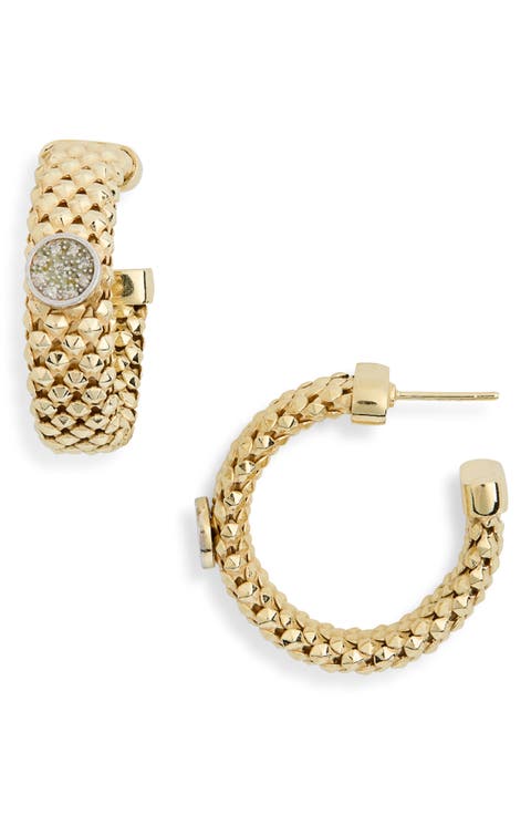 Diamond Circle Textured Hoop Earrings