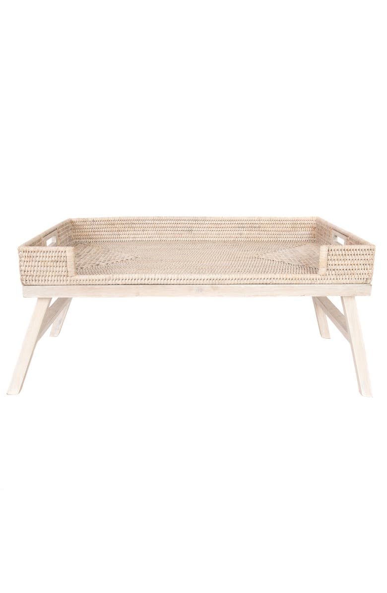 Artifacts Trading Company<sup>™</sup> Artifacts Rattan Breakfast Tray/Table with Glass Insert, Alternate, color, Tudor Black