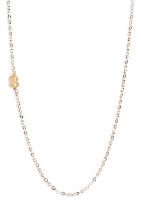 Semiprecious Stone Station Chain Necklace