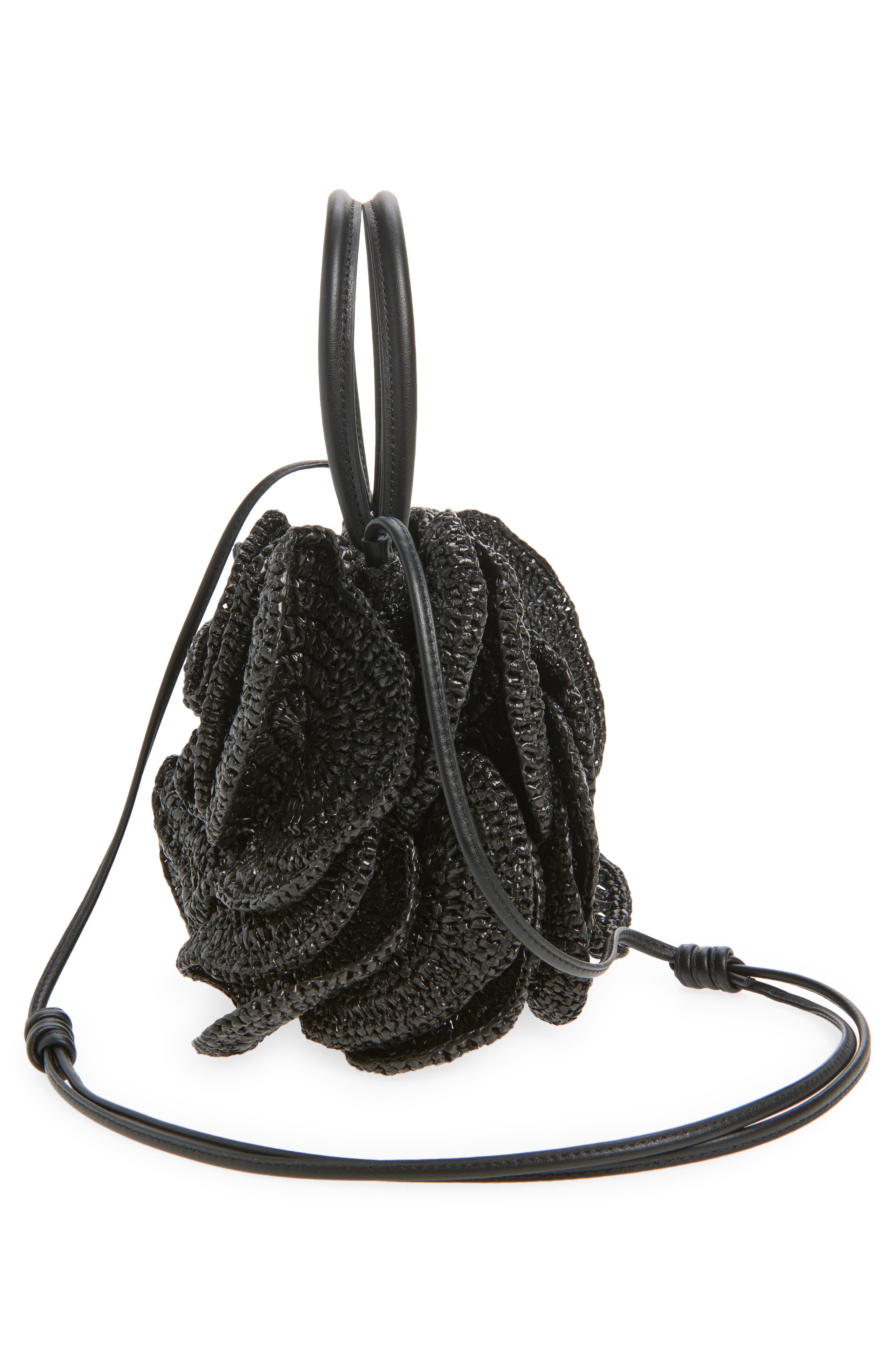 FARM Rio Raffia Flower Bag, Alternate, color, Black