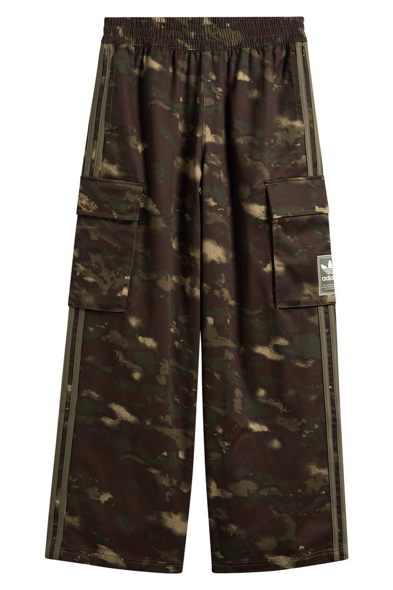 Kids' 3-Stripes Camo Cargo Pants, Main, color, DARK OLIVE