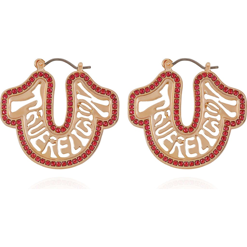 True Religion Logo Horseshoe Post Earring In Gold