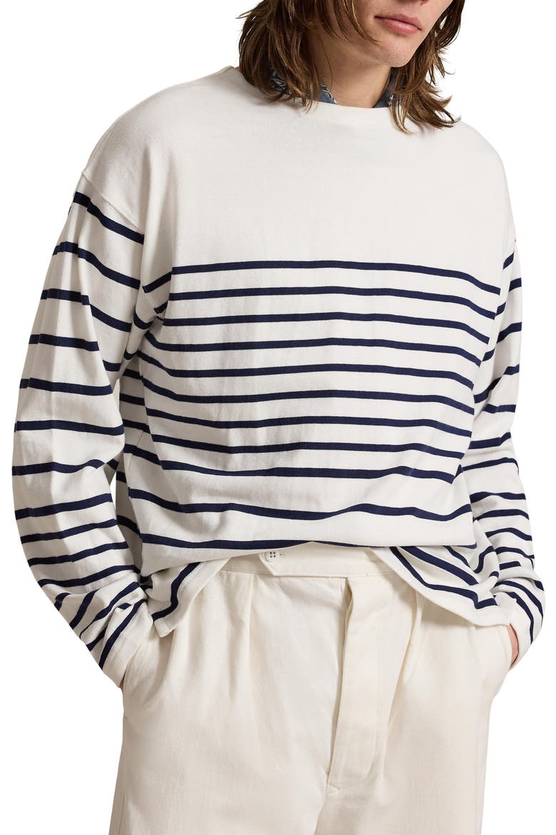 Relaxed Fit Striped Jersey Pullover, Main, color, NEWPORT NAVY/WHITE