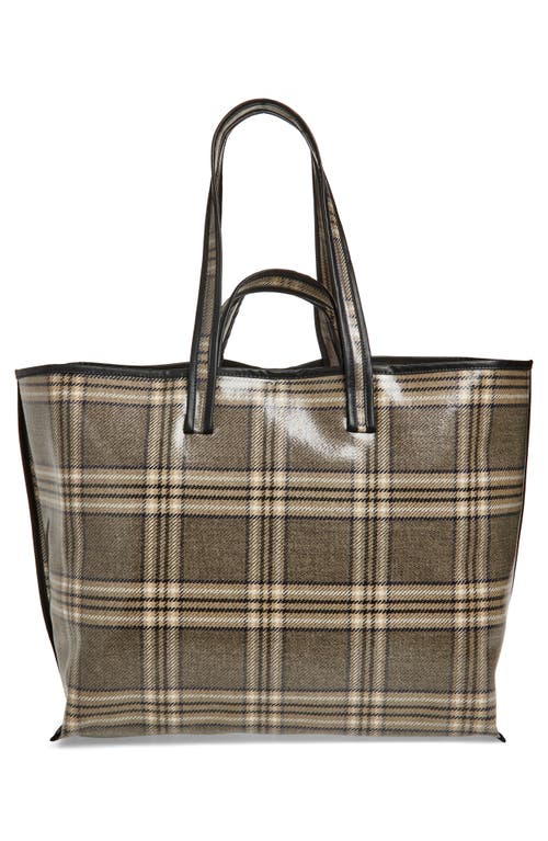 Kassl Plaid Lacquered Wool Tote In Check
