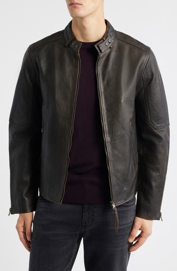 ジャケット・アウター allsaints CORA LEATHER JACKET zara  AllSaints Cora slim fit zip through leather jacket in black