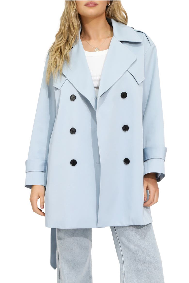Whispers of Verona Trench Coat, Main, color, SKY BLUE