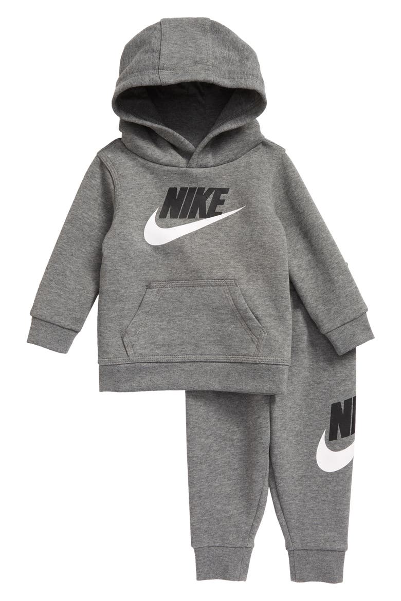 Fleece Hoodie & Joggers Set, Main, color, CARBON HEATHER